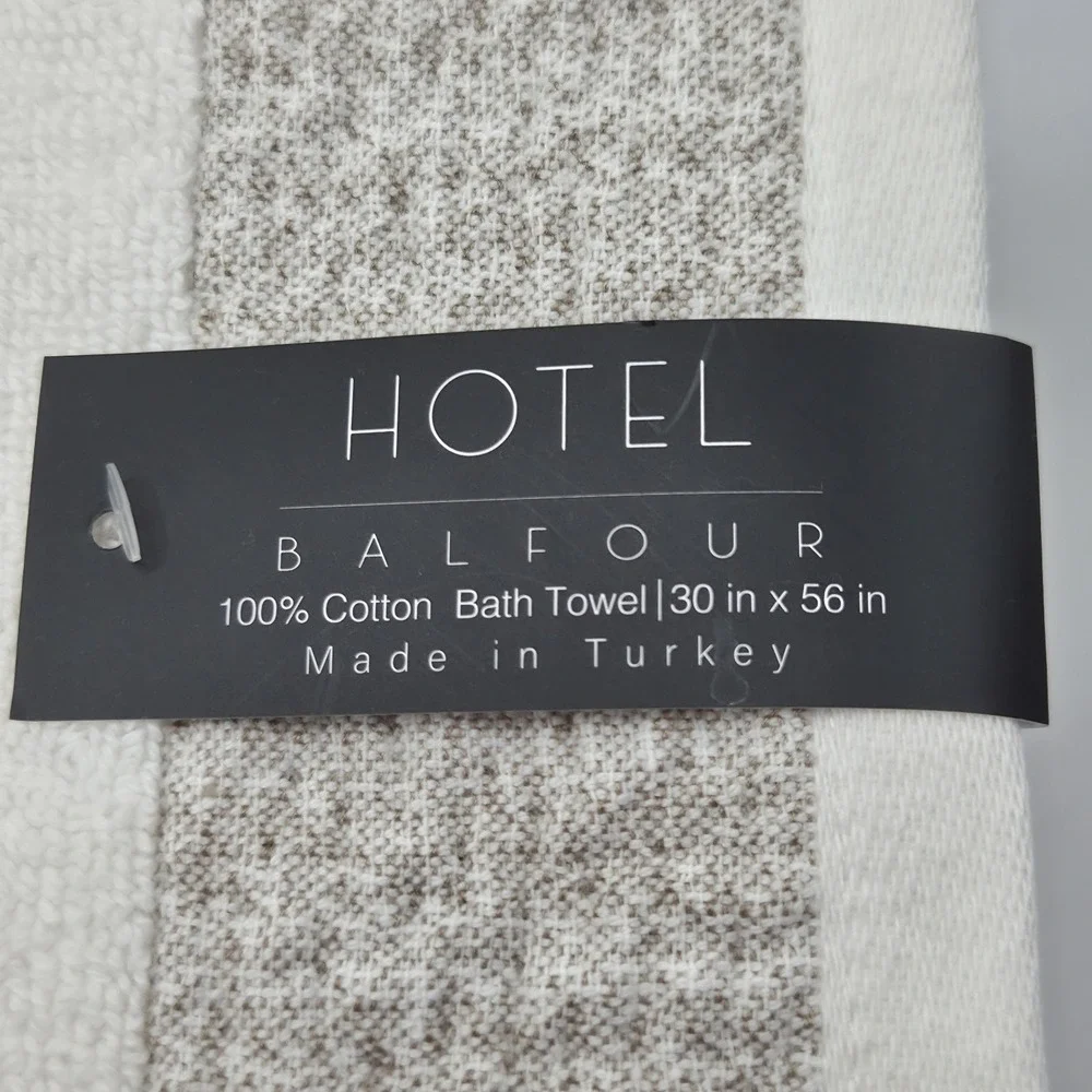 Hotel Balfour 4pc Cream And Taupe Turkish Cotton Towel Set 2 Bath 2 Hand Japandi